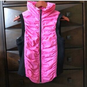 Women's Pink and Black Puffer Vest